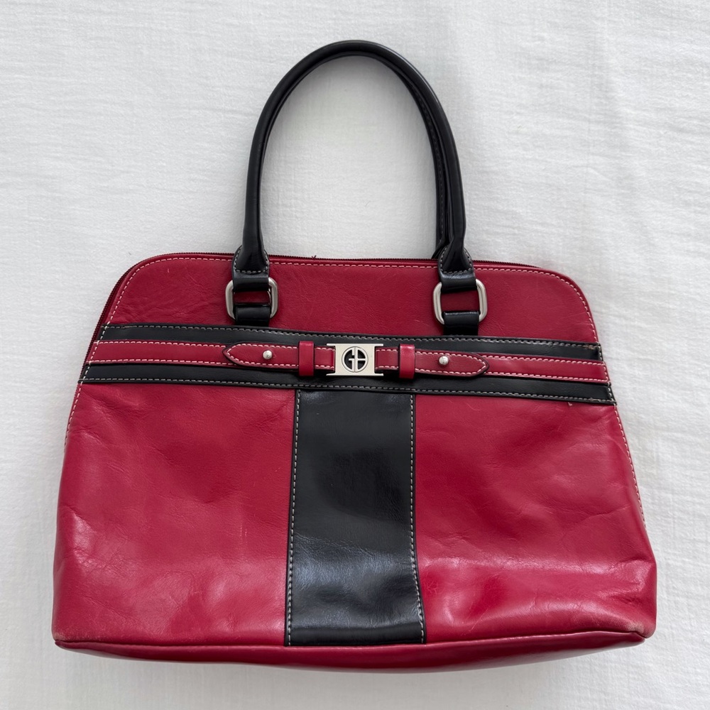 Y2K Giani Bernini Red & Black Faux Leather Bag